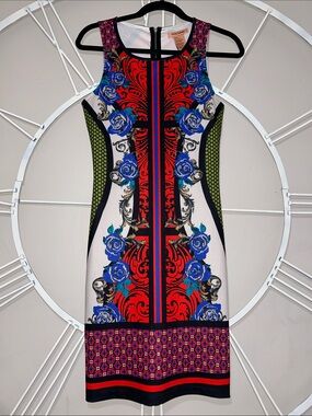 Flying Tomato Red, Blue and White Floral Baroque Mini Dress
